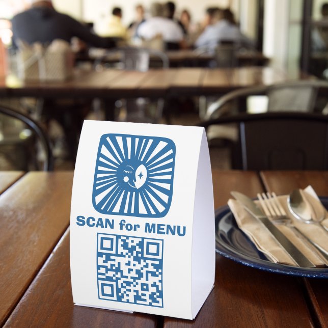 SCAN QR MENU Glowing Moon Cute Charming Blue (Insitu(Restaurant))