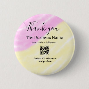 Scan QR to follow us thank you discount code pink 6 Cm Round Badge