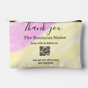 Scan QR to follow us thank you discount code pink Accessory Pouch