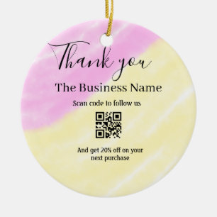 Scan QR to follow us thank you discount code pink Ceramic Tree Decoration