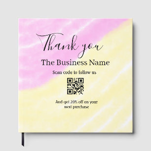 Scan QR to follow us thank you discount code pink Guest Book