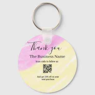 Scan QR to follow us thank you discount code pink Key Ring