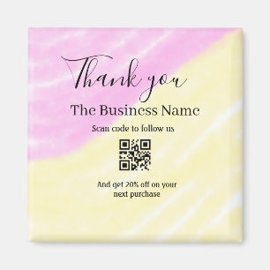 Scan QR to follow us thank you discount code pink  Magnet