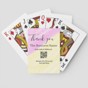 Scan QR to follow us thank you discount code pink  Playing Cards