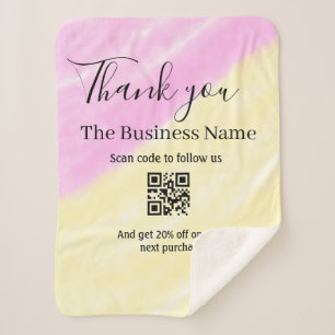 Scan QR to follow us thank you discount code pink  Sherpa Blanket