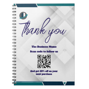 Scan QR to follow us thank you discount code white Notebook