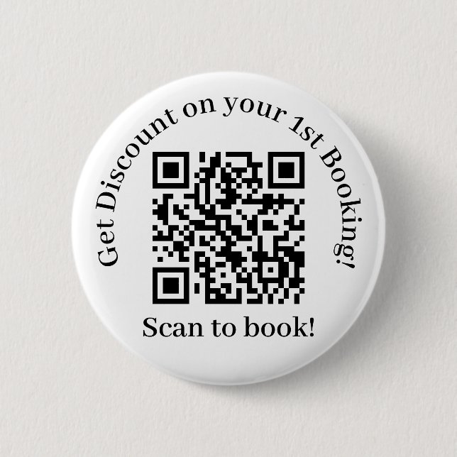 Scan to book Business QR code 6 Cm Round Badge (Front)