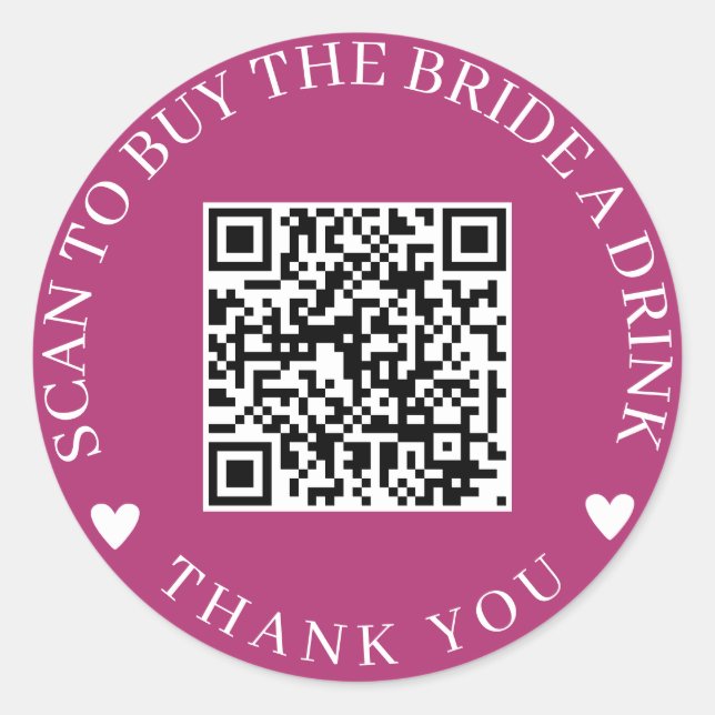 Scan To Buy The Bride A Drink QR Code Classic Round Sticker (Front)