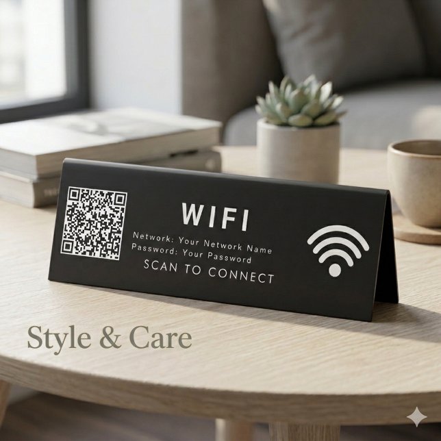 Scan to Connect QR Code 6x2 Table Sign with Logo (Scan to Connect QR Code 6x2 Table Sign with Logo)