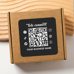 Scan to connect QR code and custom text  Square Sticker