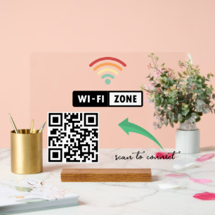 Scan to Connect QR Code Internet Wifi Network Acrylic Sign
