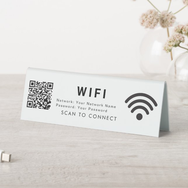 Scan to Connect WiFi 6x2 Table Sign with QR Code (In SItu (Table))