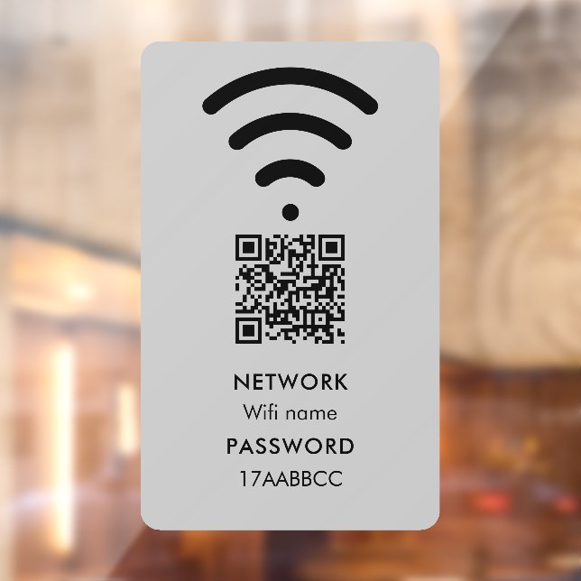 Scan to Connect Wifi Network QR Code Modern Grey Window Cling (Sheet 2)