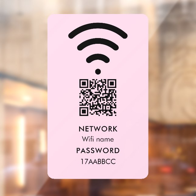 Scan to Connect Wifi Network QR Code Modern Pink Window Cling (Sheet 2)