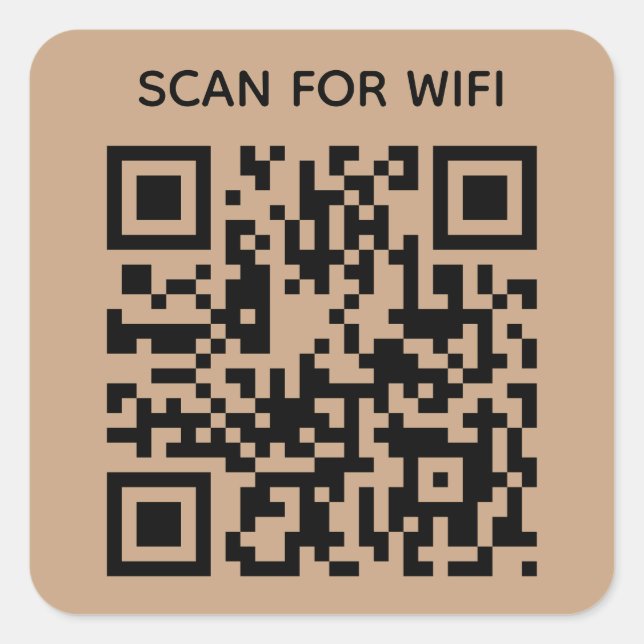 Scan to connect Wifi QR Code Modern Natural Gold Square Sticker (Front)