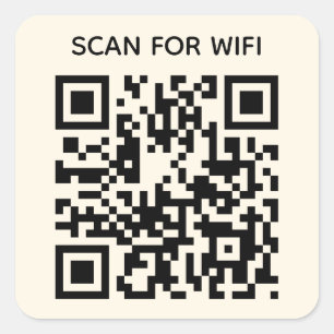 Scan to connect Wifi QR Code Modern Natural White Square Sticker
