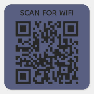 Scan to connect Wifi QR Code Modern Navy Blue Square Sticker