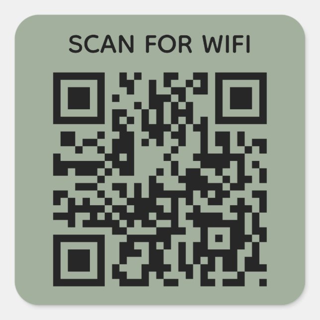 Scan to connect Wifi QR Code Modern Sage Green Square Sticker (Front)