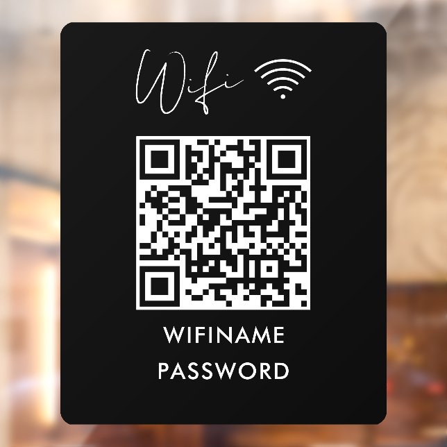Scan To Connect Wifi Qr Code Password Black Window Cling (Sheet 2)