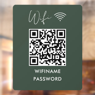Scan To Connect Wifi Qr Code Password Dark Green Window Cling