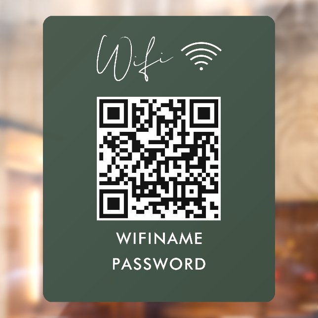 Scan To Connect Wifi Qr Code Password Dark Green Window Cling (Sheet 2)