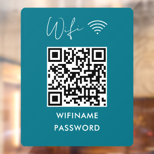 Scan To Connect Wifi Qr Code Password Modern Blue Window Cling