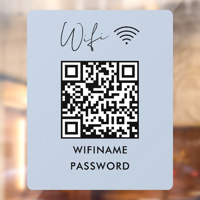 Scan To Connect Wifi Qr Code Password Navy Script Window Cling (Sheet 2)