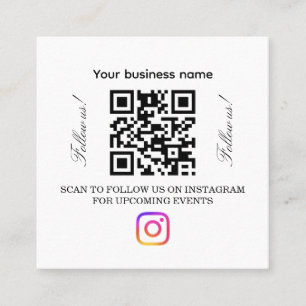 Scan to Follow QR Code Sign Instagram Follow Square Business Card