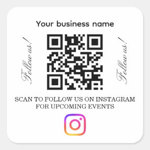 Scan to Follow QR Code Sign Instagram Follow Square Sticker