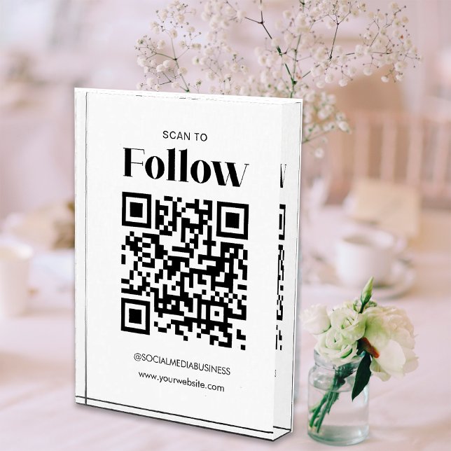 Scan to Follow QR Code Social Media Business Photo Block (Front)