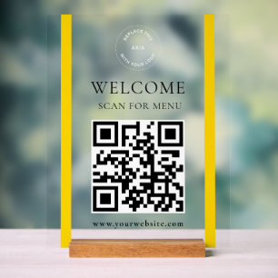 Scan to Menu Business Logo Acrylic Sign