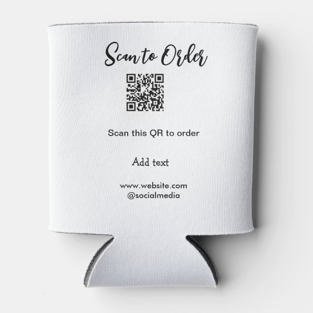 Scan to order scan QR code add website email  Can Cooler (Front)