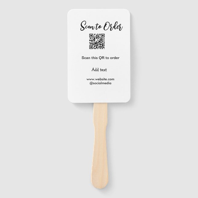 Scan to order scan QR code add website email  Hand Fan (Front)