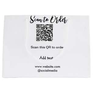Scan to order scan QR code add website email Large Gift Bag