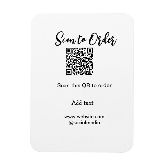 Scan to order scan QR code add website email  Magnet (Vertical)
