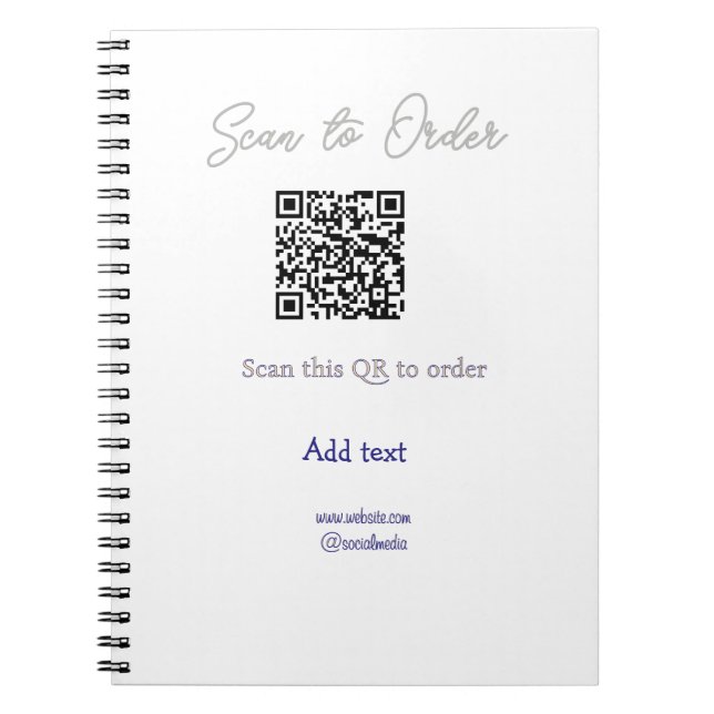 Scan to order scan QR code add website email  Notebook (Front)