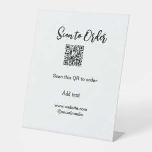 Scan to order scan QR code add website email Pedestal Sign