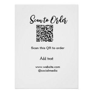 Scan to order scan QR code add website email Poster