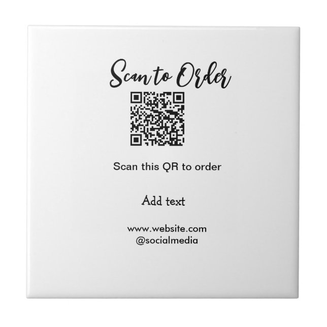 Scan to order scan QR code add website email  Tile (Front)