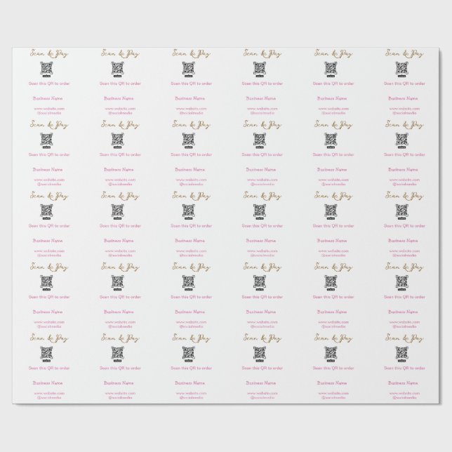 Scan to order scan QR code add website email  Wrapping Paper (Flat)