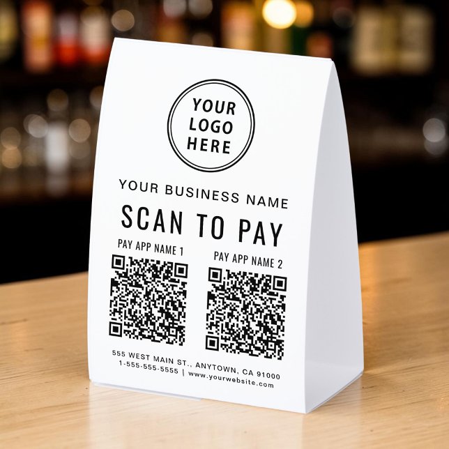 Scan To Pay 2 QR Codes (Scan To Pay 2 QR Codes Paper Table Tent)