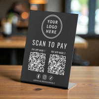 Scan to Pay 2 QR Codes Business Logo Black