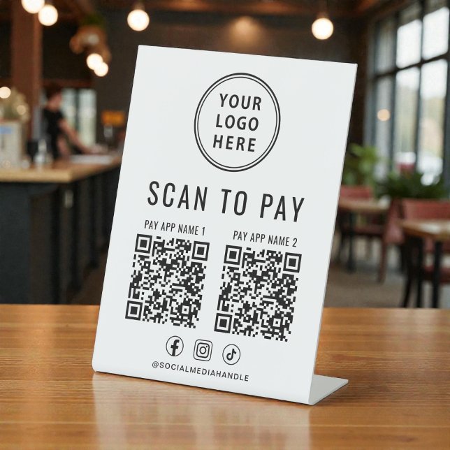 Scan to Pay 2 QR Codes Business Logo Pedestal Sign (Scan to Pay 2 QR Codes Business Logo Pedestal Sign)