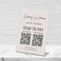 Scan to Pay 2 QR Codes Business Script Pink