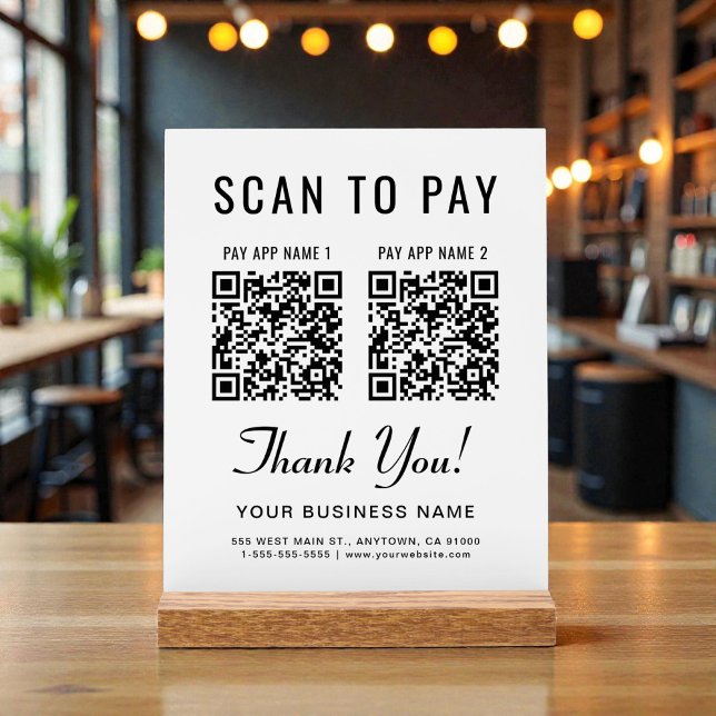 Scan to Pay 2 QR Codes Tabletop Acrylic Sign (Scan to Pay 2 QR Codes Tabletop Acrylic Sign)