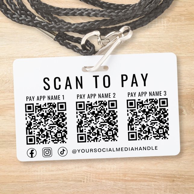 Scan to Pay 3 Payment QR Codes Social Media ID Badge (Scan to Pay 3 Payment QR Codes Social Media Badge)