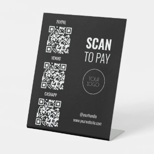 Scan to pay 3 QR codes Business Logo Pedestal Sign