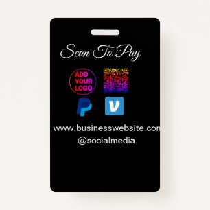 scan to pay add logo q r code paypal venmo details ID badge