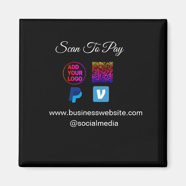 scan to pay add logo q r code paypal venmo details magnet (Front)