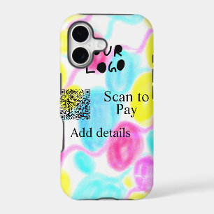 Scan to pay add Q R business logo rainbow watercol